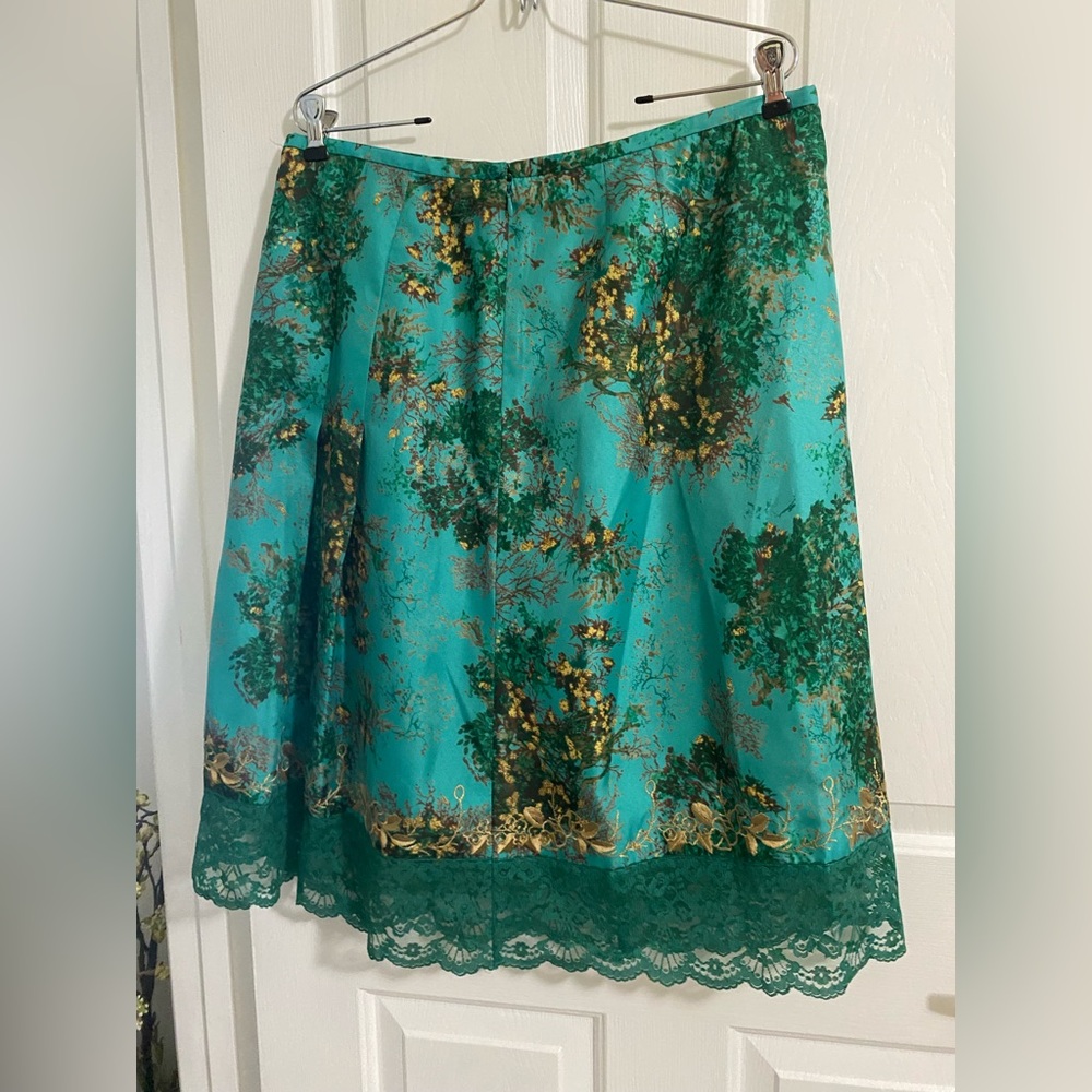 A-LINE .. WOMENS Elegant Floral Lace Trim Embroidered Skirt - Picture 9 of 12